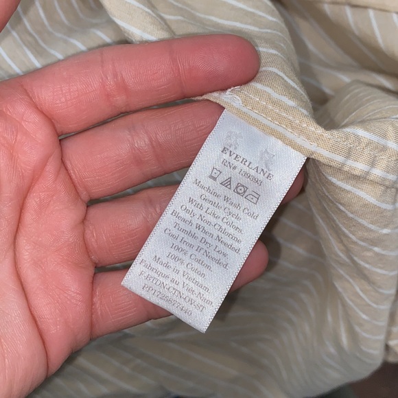 Everlane Tan and White Striped Blouse - Picture 5 of 5